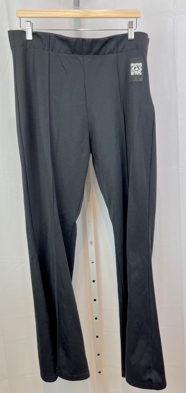ADIDAS x Karlie Kloss Womens XL Flared Pants Flat Front Side Zip Seamed Black